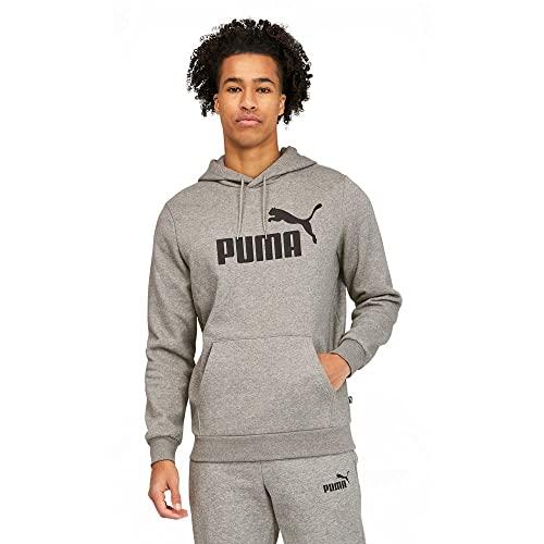 PUMA mens Essentials Big Logo Fleece Hoodie Hooded Sweatshirt, Medium Gray Heat…