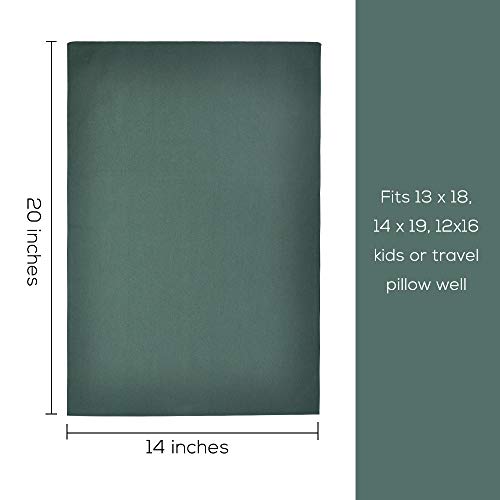 Organic Cotton Toddler Pillowcase 14 x 20, Travel Pillow Case Envelope Closure, Forest Green (2 Pack)
