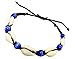 BDJ Handwoven Cobalt Blue Beads Cowrie Shell Wax Cord Bracelet Anklet 8.5-11 Inches