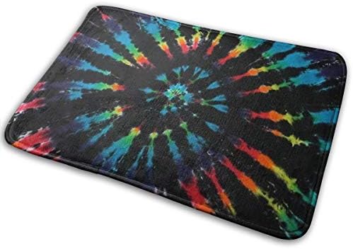 Non-Slip Memory Foam Bath Mat Black Tie Dye Home Decor Nursery Rugs Entrance Mat, Machine-Washable/Fast Drying/Anti Fatigue Doormat for Living Room Office Bedroom