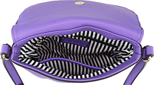 B BRENTANO Vegan Medium Flap-Over Crossbody Handbag with Tassel Accents (Ultra-Violet.)