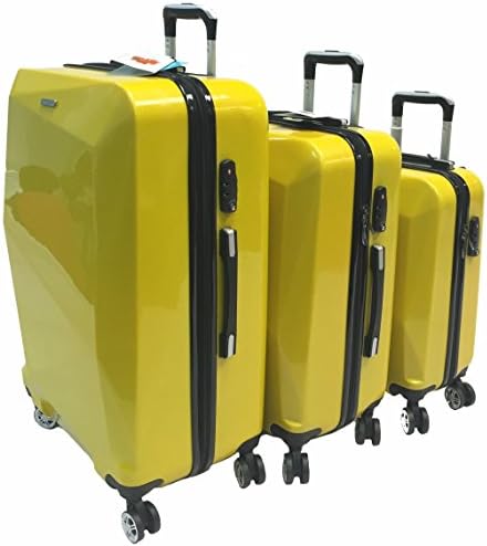 ViscoLogic 3 Piece Lifestyle Spinner Luggage Set LS101-3, 28" 24"&amp; 20" (Yellow)