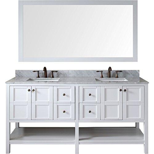 Virtu ED-30072-WMSQ-WH Winterfell Double Bathroom Vanity Cabinet Set, 72