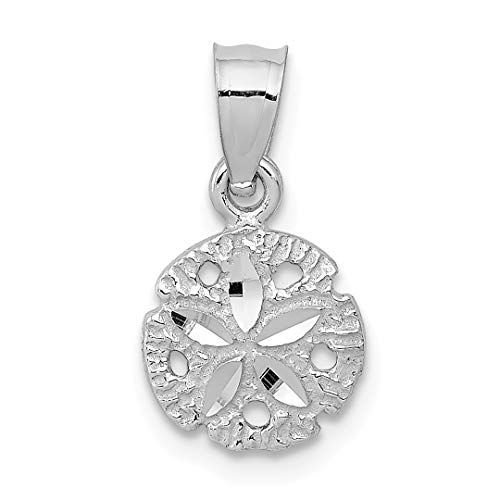 IceCarats 14K Solid White Gold Sand Dollar Sea Star Starfish Necklace Chain Pendant Charm
