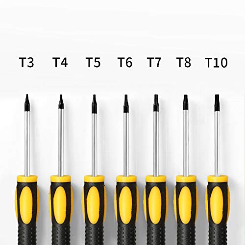DLseego Torx Screwdriver Sets with T3 T4 T5 T6 T7 T8 T10 Star Screwdrivers, 12 In 1 Stainless Steel Tweezers & Double-headed Crowbar & Suction Cup for Phone/Mac/Computer Repairing