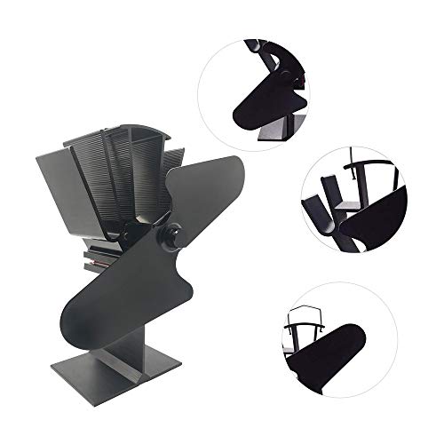 AFYH Fireplace Fan, Wood Stove Fan Fireplace Accessories Stove Fan Fan, 2 Blade Hot Air Thermometer Powerful Motor Increase Indoor Temperature 80%, Suitable for Fireplace Wood Stove Stove.