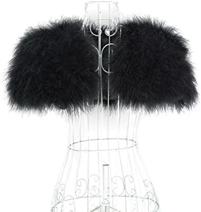Womens Ostrich Feather Fur Bolero Shrug Poncho Girls Wedding Bridal Stole NEW Luxury