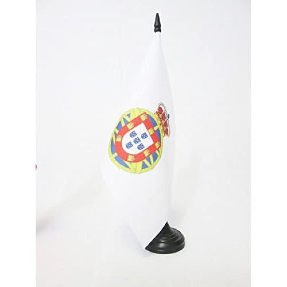 AZ FLAG Portuguese Empire 1415-2002 Table Flag 5'' x 8'' - Portuguese Overseas Office Decoration 100% Polyester 21 x 14 cm - Mini Desk Flag with Pole and Black Plastic Base