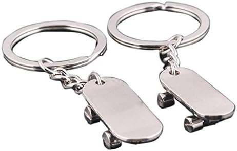 One Pair Couple Key Chain Personality Skateboard Metal Lover Keychains Key Ring Ideal Gift for Lovers