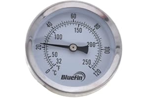 HOBBY HOMEBREW DIAL THERMOMETER BLUEFIN SHORT STUBBY STEM 2.5" Dial 1.5" Stem with 1/2" NPT Stainless Steel Thermowell