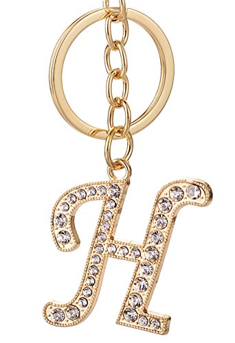 Keychain for Women AlphaAcc Purse Charms for Handbags Crystal Alphabet Initial Letter Pendant with Key Ring