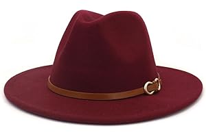 CCAKXCJJ Fedora Hats for Men Women Felt Jazz Hat Wide Brim Panama Hat with Belt Buckle