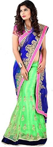 Stylo Sarees Women's Net Fabric Indian Designer Ethnic Party Wear Lehenga Sari Free Size Green