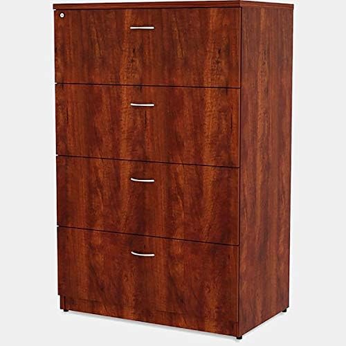 Amazon Com Wood Lateral Filing Cabinet With Full Extension Filing Cabinet With 4 Locking Drawers Cherry Office Products