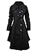 Azbro Women Winter Outdoor Wool Blended Classic Hooded Pea Coat Jacket, Black M