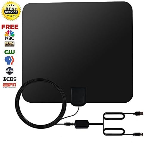 MIXTV TV Antenna indoor, 50 Mile Range Amplified HDTV Antenna with Detachable Amplifier Signal Booster, USB Power Supply, 13 Feet Highest Performance Coaxial Cable(Black)