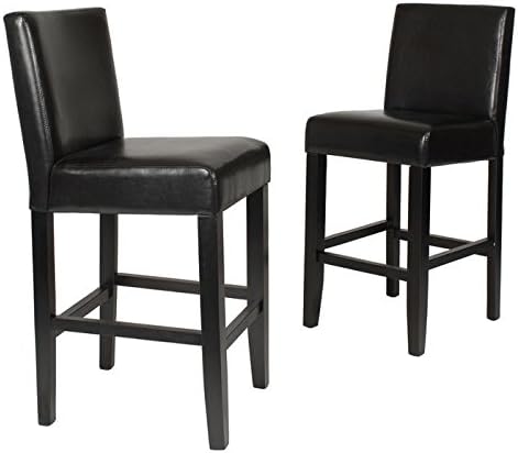 Citylight 38" Solid Birch Wood Frame Barstools with Faux Leather Upholstery - Set of 2