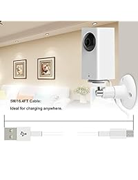 [Paquete de 2] Soporte de pared para cámara de seguridad para Wyze Cam Pan con cable de carga de 16.4FT, kit de montaje Wyze Cam Pan que incluye carga y cable de sincronización de datos, soporte de techo ajustable de 360 ??grados y 30 sujetacables