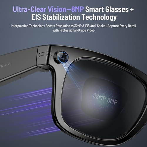 2026 AI Smart Glasses with Camera and Bluetooth, 8MP 4K Camera Glasses with Translation & Voice Control, Video, Audio Recording, IP67 Waterproof Smart Glasses for Business & Outdoor(Photochromic)