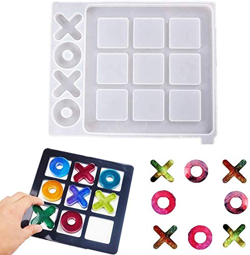 JOERRES Tic Tac Toe Resin Board Game Moulds, Epoxy Silicone Resin Casting Moulds for DIY, Table Game for Kids and Adults, Home Decoration, 25 cm x 21.3 cm