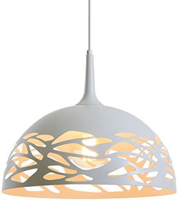 Ceiling Light Pendant Hanging Fixture - White Finish Iron