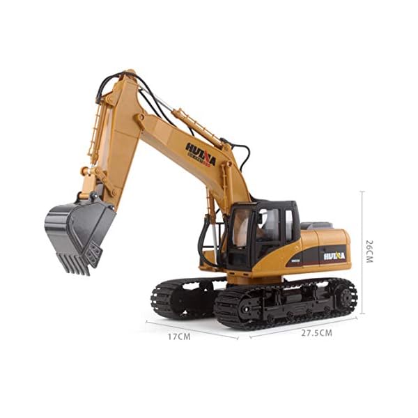 YANGSANJIN Bagger Spielzeug 15-Kanal-Fernbedienung 2,4 GHz und Eimer RC Bagger Baufahrzeuge mit Lichtern und Ton – Bild 7