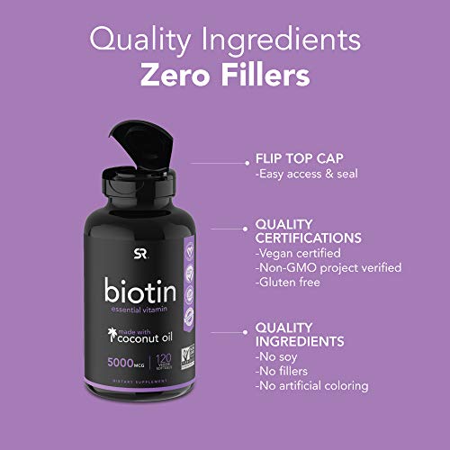 Biotin (5,000mcg) with Coconut Oil | Supports Healthy Hair, Skin & Nails in Biotin deficient Individuals | Non-GMO… - Image 4