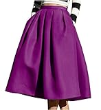 Face N Face Women's High Waisted A line Street Skirt Skater Pleated Full Midi Skirt X-Large Purple