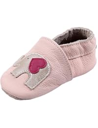 iEvolve Baby Shoes Baby Toddler Soft Sole Prewalker First Walker Crib Shoes Baby Moccasins (6-12 Months, Pink Elephant)