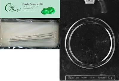 Cybrtrayd Mdk25S-K076 Pizza Kids Chocolate Candy Mold with Packaging Bundle, Includes 25 Cello Bags, 25 Silver Twist Ties and Chocolate Molding Instructions