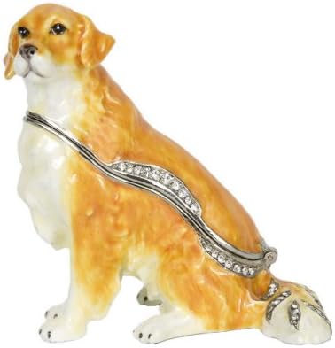 Golden Retriever Dog. Bejeweled Trinket Box with Matching Necklace. Swarovski Crystals.