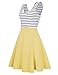 MISSKY Women's Open Back Sleeveless Sexy Hollow out Slim Fit Black White Stripe Casual Cocktail Cute Mini Swing Dress (M, Yellow)