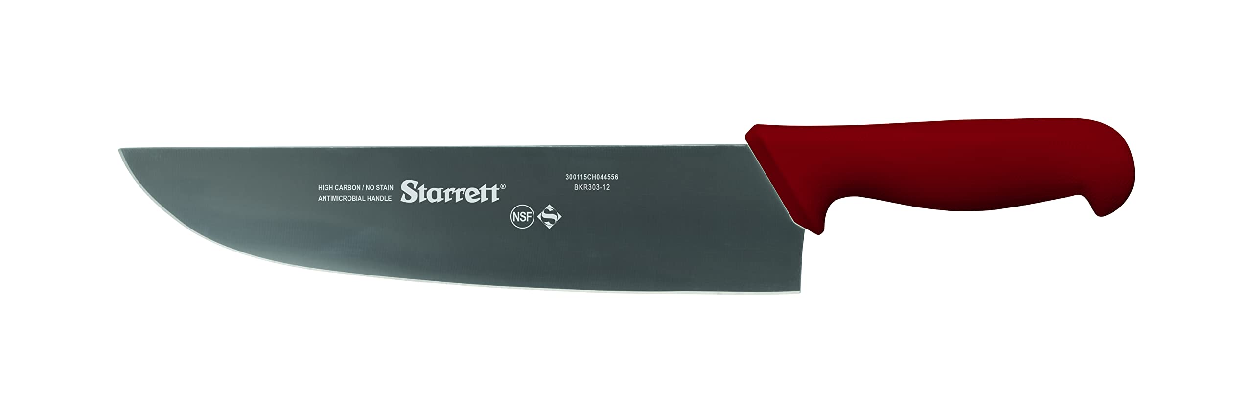Starrett Professional Stainless Steel Chefs Kitchen Knives - Narrow Curved Profile - 12-inch (300mm), Red