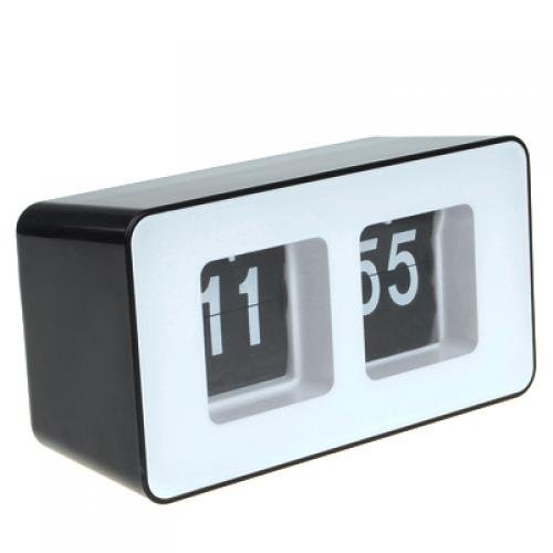 FreshGadgetz Anself Auto Flip Desk Wall Clock - Black / Large White Numbers on A Black Background,7 cm L x 3.5 cm W
