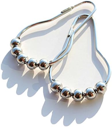 RAYYEE Stylish Rustproof stainless Steel Shower Curtain Hooks for Bathroom Shower Rod(set of 12 rings)