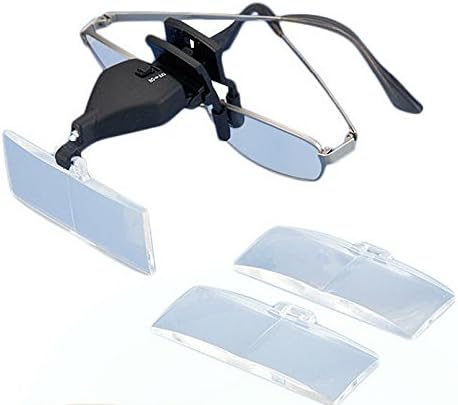Clip-on Eye Glasses Magnifying Glass with LED Light and 3 Lens 1.5X,2.5X,3.5X