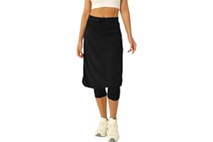 AURGELMIR Women 20" Knee Length Tennis Skirt with Built in Legging Golf Skirts Skirted Legging with Pockets