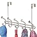 mDesign Decorative Over Door 10 Hook Metal Storage Organizer Rack for Coats, Hoodies, Hats, Scarves, Purses, Leashes, Bath Towels, Robes, Men and Womens Clothing - Brushed
