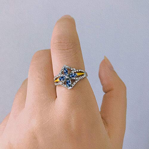 Anillo de circón hueco de personalidad de dos colores europeos y americanos anillo de circón de diamante (Multicolor, 7)