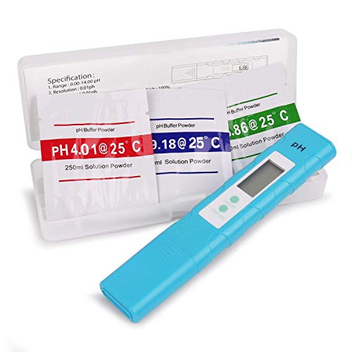 Digital PH Meter, Cakie PH Meter 0.01 PH High Accuracy Water Quality Tester 0-14 PH Measurement Range Household Drinking, Pool Aquarium Water PH Tester Design ATC (NewBlue)
