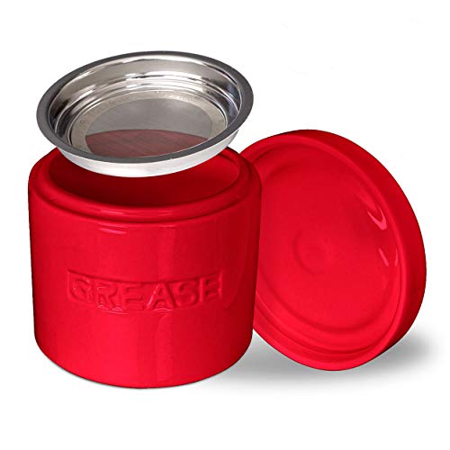 Bacon Grease Oil Container Storage Can Keeper w/Stainless Strainer