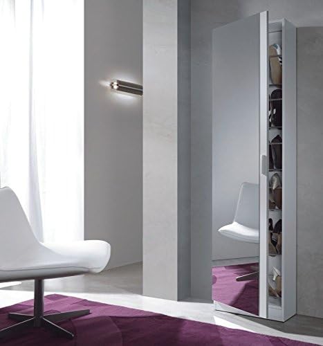 Angelo Tall Slim Shoe Storage Cabinet Unit Full Length Mirror Door White Amazon Co Uk Kitchen Home