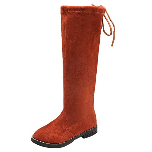 Weiyun Weiyun High Boots Children Kid Baby Girls Solid Over The Knee Flock Warm Boots Winter Shoes Brown
