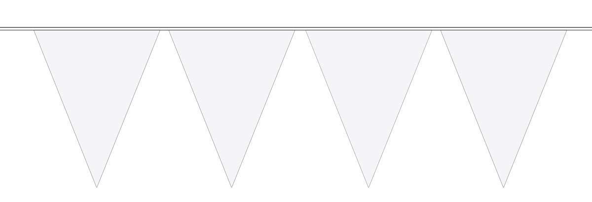 Bunting XL White 10 metres long, 15 Triangle Flags, Plastic