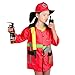 Halloween Firefighter Fireman Costume Fire Chief Dress Up Pretend Role Play Set with Rescue Tools Fire Fighter Toys for Kids(8 Pcs)