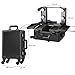 Ovonni Small LED Makeup Train Case, Lighted Rolling Travel Portable Cosmetic Organizer Box with Mirror and 4 Detachable Wheels, Professional Artist Trolley Studio Free Standing Workstation, Black