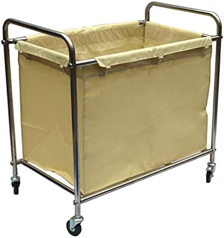 Portable cart -GR/Laundry Cart with Stainless Steel Frame & Removable Oxford Bag, 4 Caster and Handle, Easy to Install (Color : Beige)