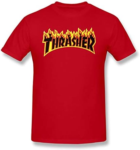 VELLXBBSWS Thrasher Magazine Flame Logo Cotton Mens T Shirt Fashion Short Sleeves Man's T Shirts Black