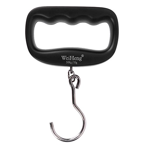 Mini Hanging Hook Scale,Portable Digital Crane Scale,50kg /100g Dig Hook Hanging Scale, with Backlit LCD Display - Black