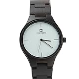 IWOODEN Ebony Wood Watch Analog Quartz Wrist Watch for Men Vintage Handmade Watch